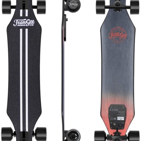 Teamgee H5 Longboard Électrique - Skateboard Électrique Adulte Untra-Mince avec Télécommande sans Fils, Moteurs Doubles 760W, Vitesse Maximal 35km/h Autonomie 15km-18km