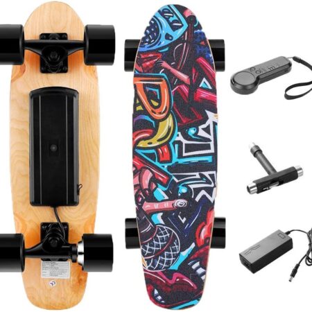 Casulo 25,4 '' Skateboard Électrique avec Télécommande sans Fil, Planche à roulettes Électrique Vitesse de Maximale de 20 km/h, Moteur de 350 W