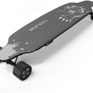 NEOMOTION Skateboard Électrique avec télécommande Planche à 4 Roues avec Batterie Durable, Longboard Moteur Puissant 400W, Design Léoprd Noir