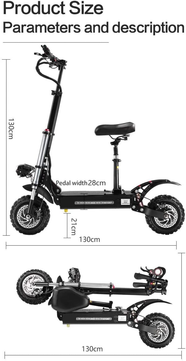 GUNAI Scooter électrique 5600W Double Moteur Double Suspension 85 km/h Scooter de Transport Pliable Pneu Tout-Terrain de 11 Pouces avec siège 60V32Ah Batterie Convient aux Amateurs de Tout-Terrain – Image 2