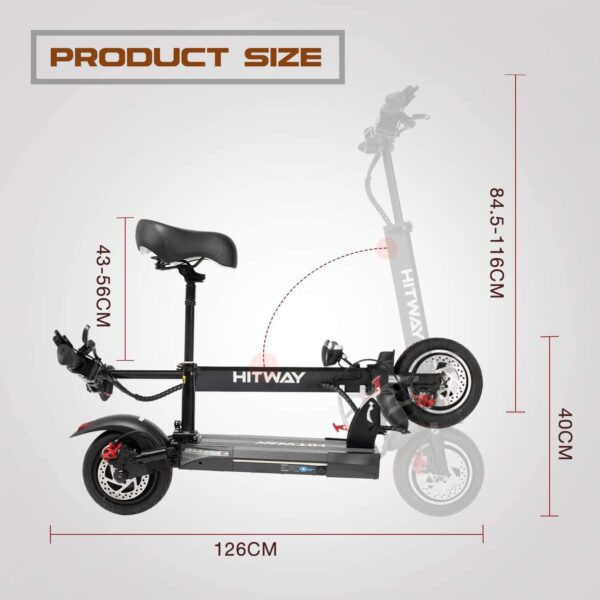 HITWAY Trottinette Électrique Adulte, 800W Moteur Trottinette Adulte Pliable 45 km/h, Scooter Electrique Adulte avec Roues de 10 Pouces, Longue portée 40 km – Image 5